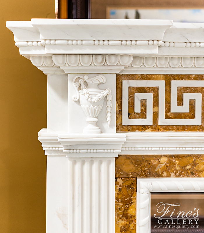 Marble Fireplaces  - Greek Key Italian Marble Fireplace - MFP-2161