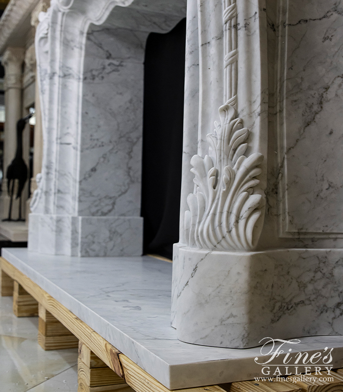 Marble Fireplaces  - Regal French Style Mantel In White Carrara Marble - MFP-2163