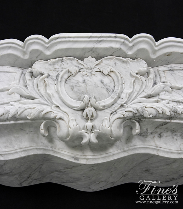 Marble Fireplaces  - Regal French Style Mantel In White Carrara Marble - MFP-2163