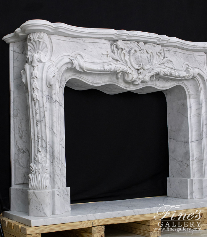 Marble Fireplaces  - Regal French Style Mantel In White Carrara Marble - MFP-2163