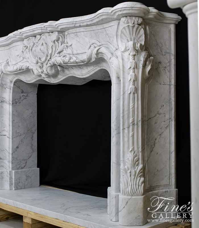 Marble Fireplaces  - Regal French Style Mantel In White Carrara Marble - MFP-2163