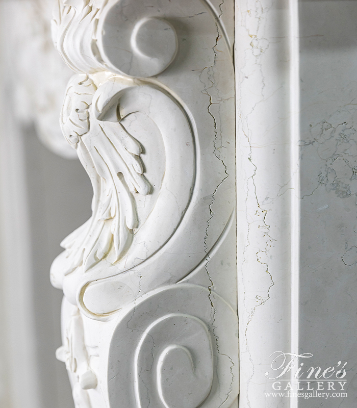 Marble Fireplaces  - Italian Perlino Light Marble Fireplace - MFP-2170