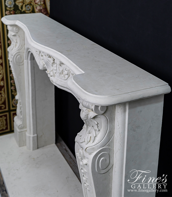 Marble Fireplaces  - Italian Perlino Light Marble Fireplace - MFP-2170