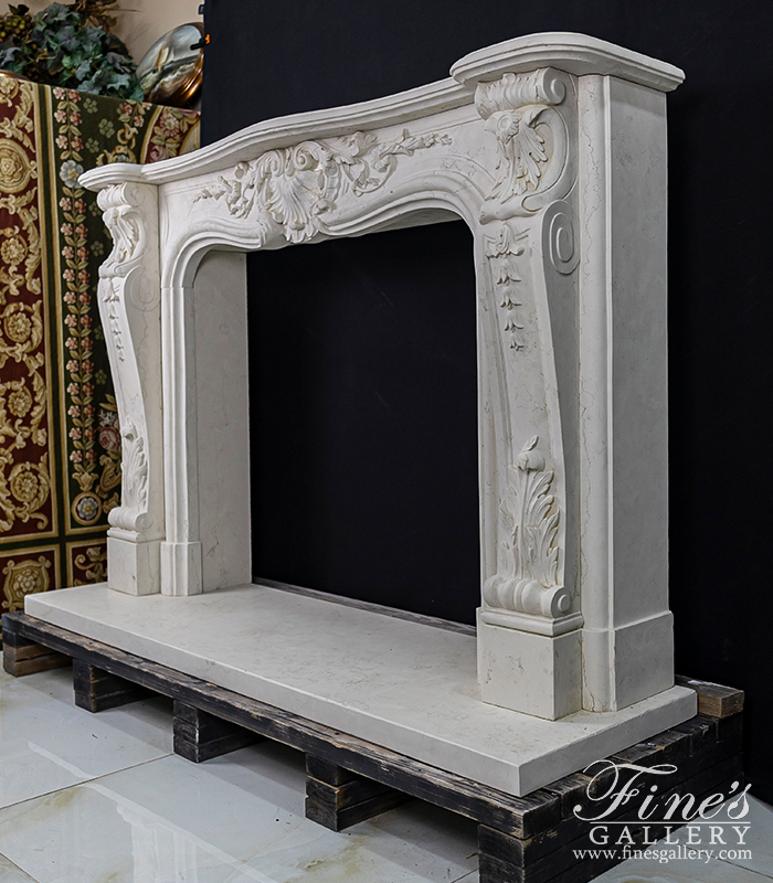 Marble Fireplaces  - Italian Perlino Light Marble Fireplace - MFP-2170