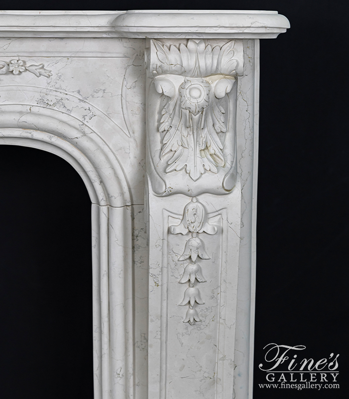 Marble Fireplaces  - Italian Perlino Light Marble Fireplace - MFP-2170