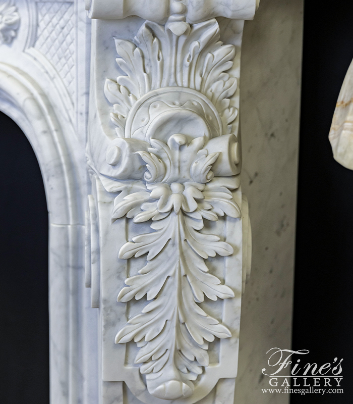 Marble Fireplaces  - Ornate French Mantel In Italian Carrara Marble - MFP-2172