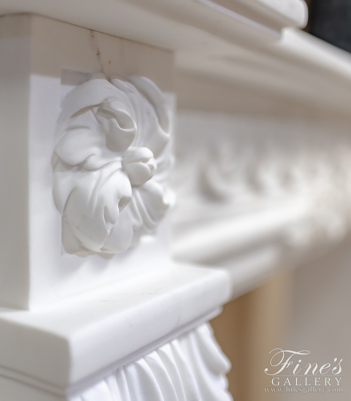 Marble Fireplaces  - Finely Carved Louis VIII Mantelpiece In Statuary White Marble - MFP-2191