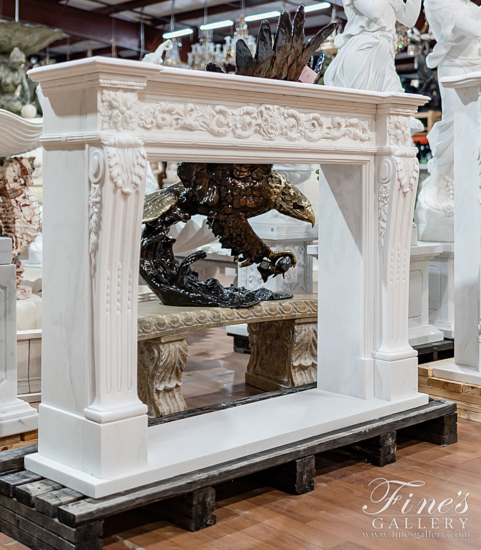 Marble Fireplaces  - Louis XVI Statuary Marble Mantel - MFP-2193