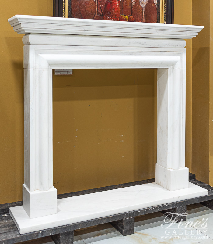 Marble Fireplaces  - Stunning Light White Marble Bolection Surround With Shelf - MFP-2194