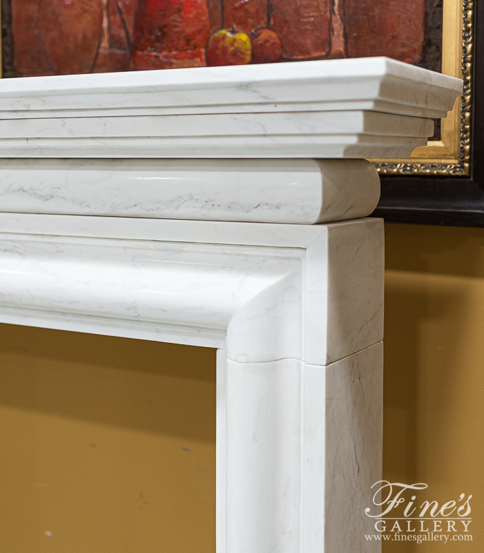 Marble Fireplaces  - Stunning Light White Marble Bolection Surround With Shelf - MFP-2194