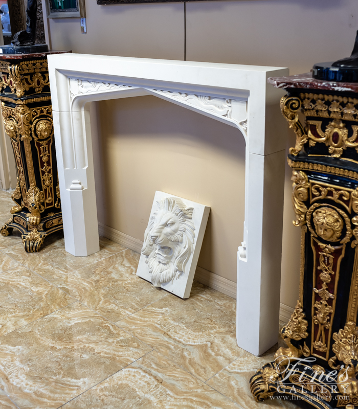 Marble Fireplaces  - Tudor Style Mantle In French Limestone - MFP-2202
