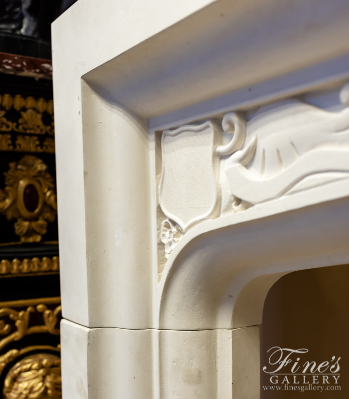 Marble Fireplaces  - Tudor Style Mantle In French Limestone - MFP-2202