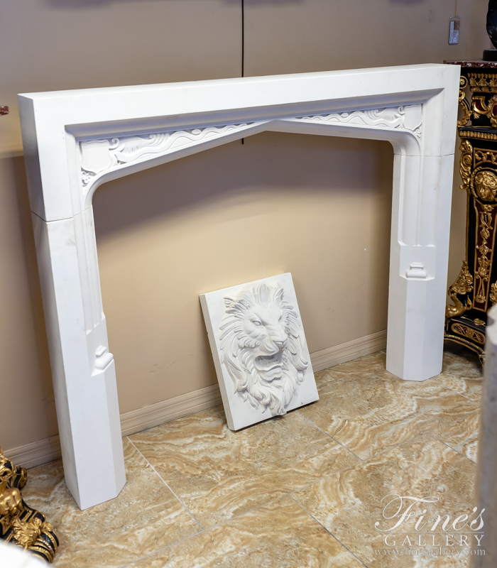 Marble Fireplaces  - Tudor Style Mantle In French Limestone - MFP-2202
