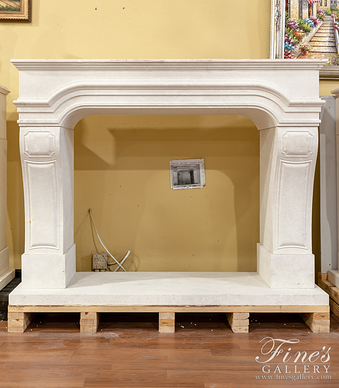 Marble Fireplaces  - Classic French Limestone Fireplace Mantel - MFP-2204