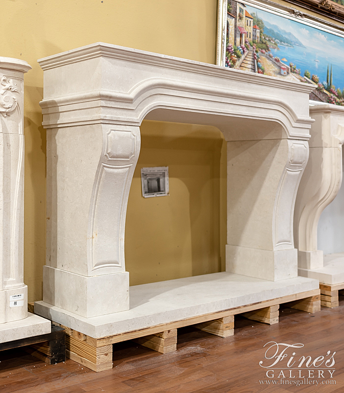 Marble Fireplaces  - Classic French Limestone Fireplace Mantel - MFP-2204