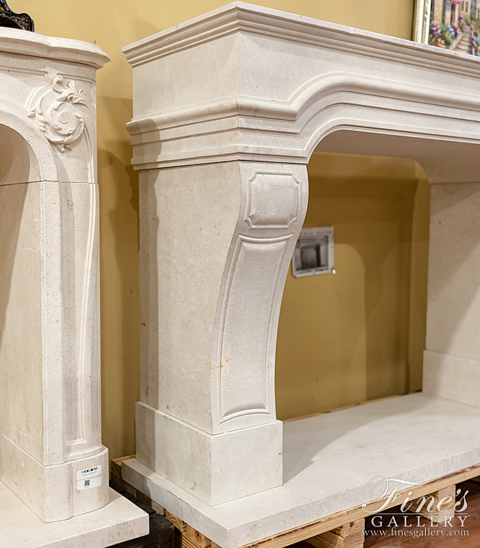 Marble Fireplaces  - Classic French Limestone Fireplace Mantel - MFP-2204