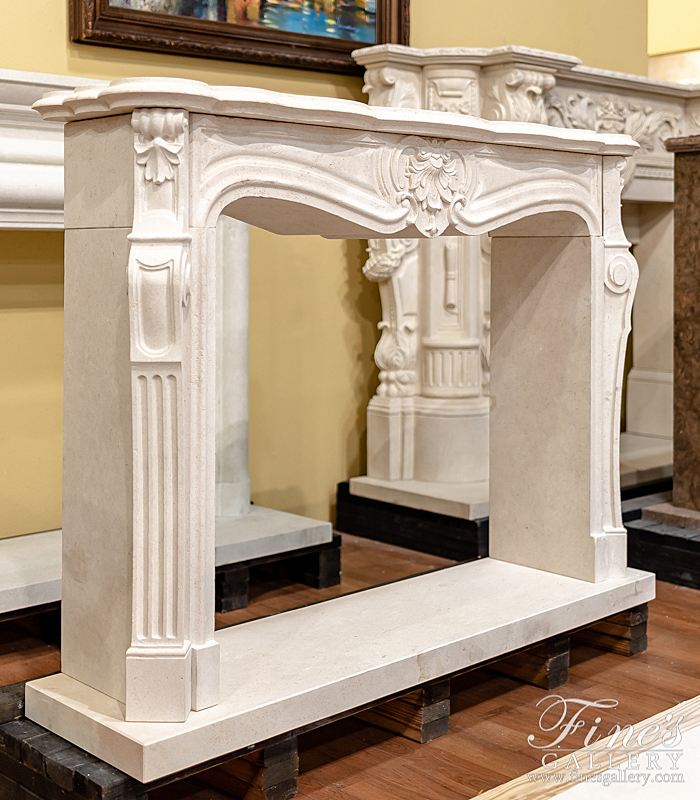 Marble Fireplaces  - Louis XVI Fireplace Mantel In French Limestone - MFP-2213