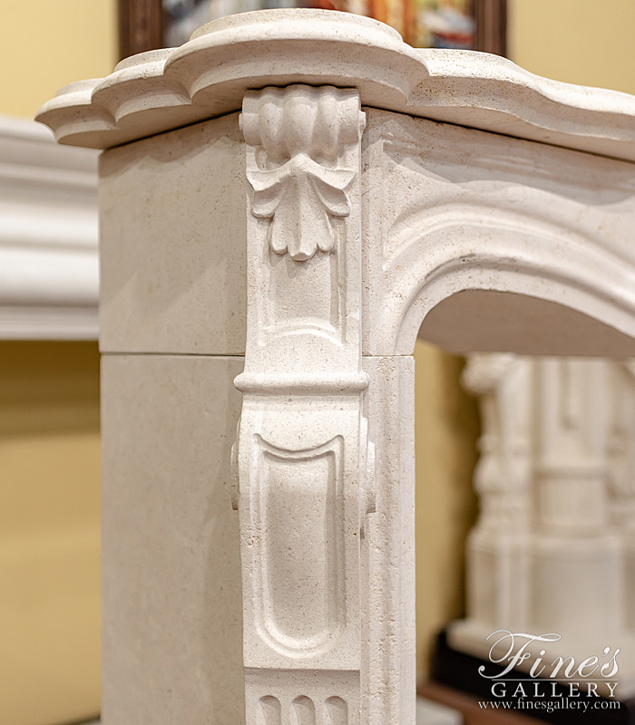 Marble Fireplaces  - Louis XVI Fireplace Mantel In French Limestone - MFP-2213