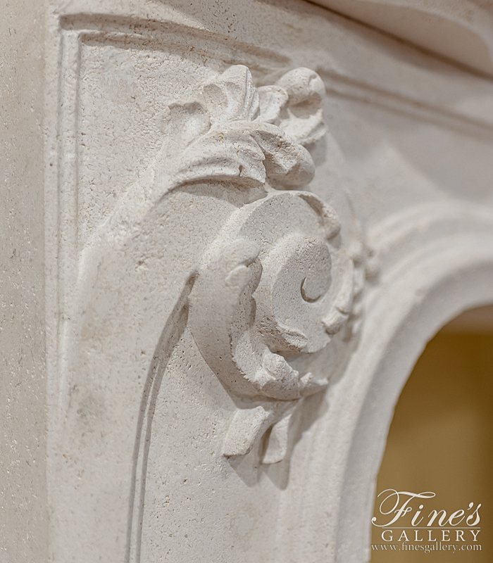 Marble Fireplaces  - Stunning LOUIS XV French Limestone Mantelpiece - MFP-2215