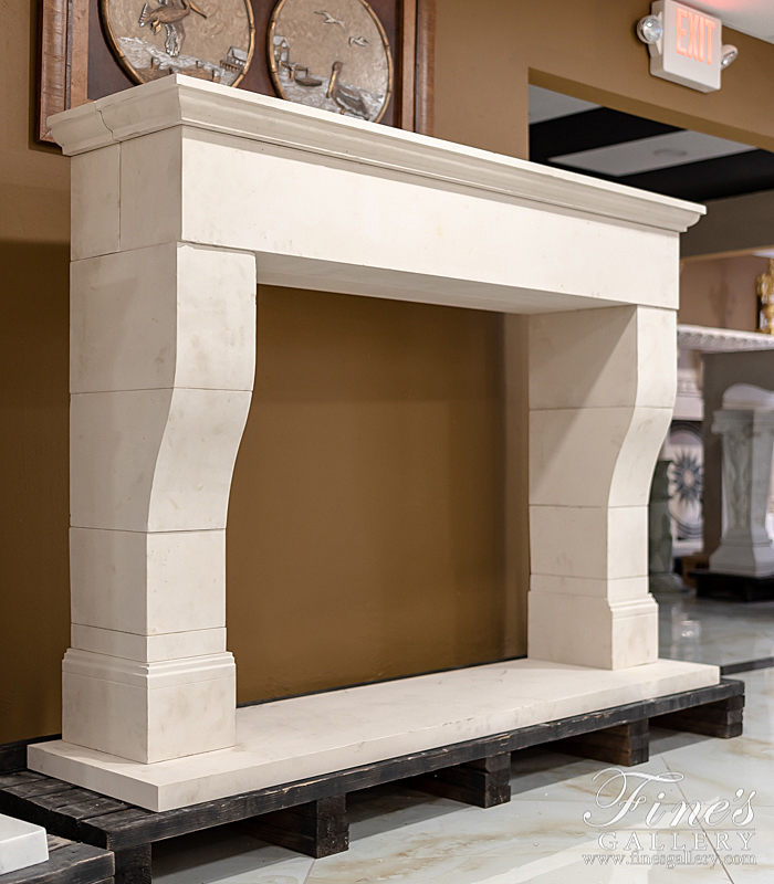 Marble Fireplaces  - French Provincial Fireplace Mantel In Limestone - MFP-2217