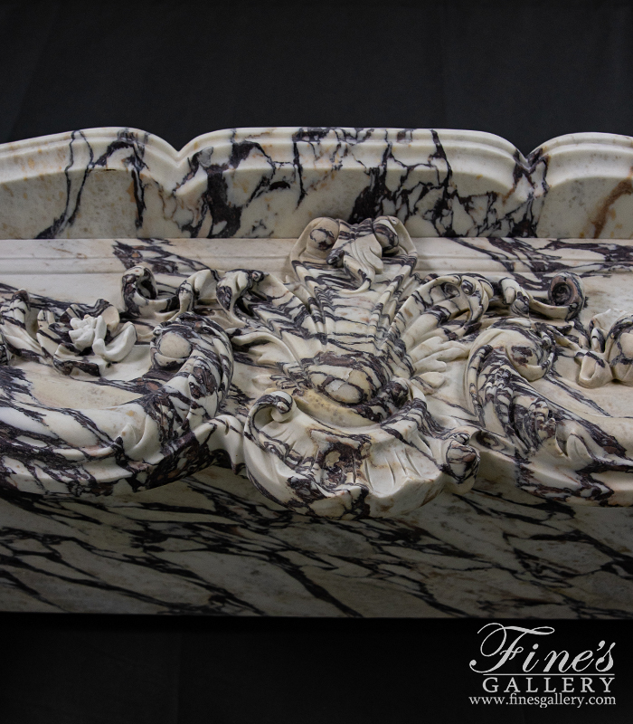 Marble Fireplaces  - Highly Ornate Louis XVI Mantel In Italian Breccia Viola - MFP-2224
