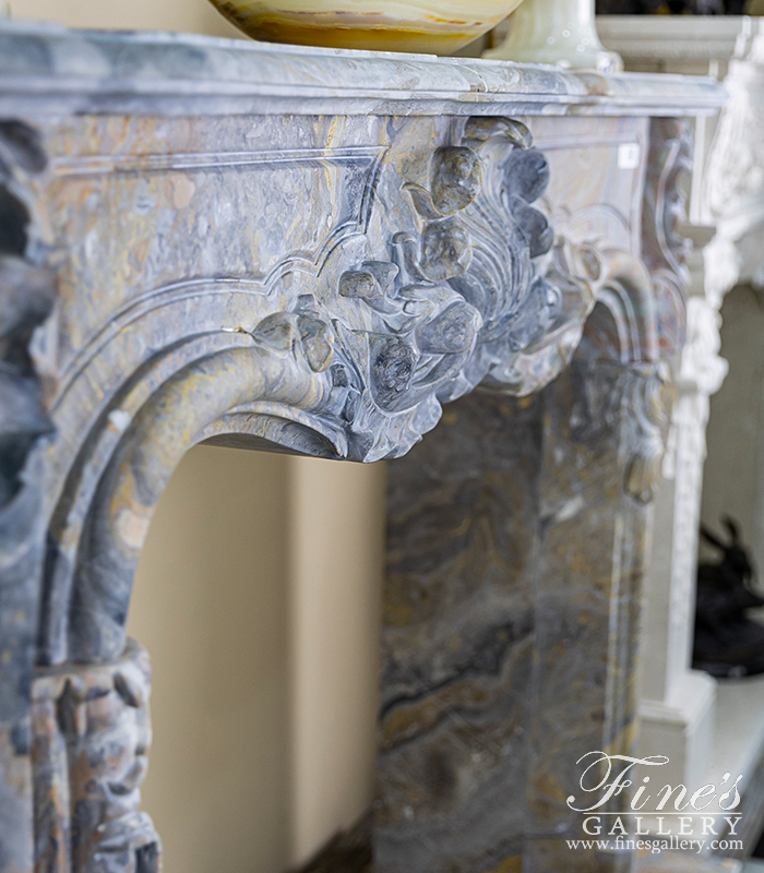 Marble Fireplaces  - Exotic Arabascato Orobico Italian Marble Louis XIV Mantel - MFP-2228