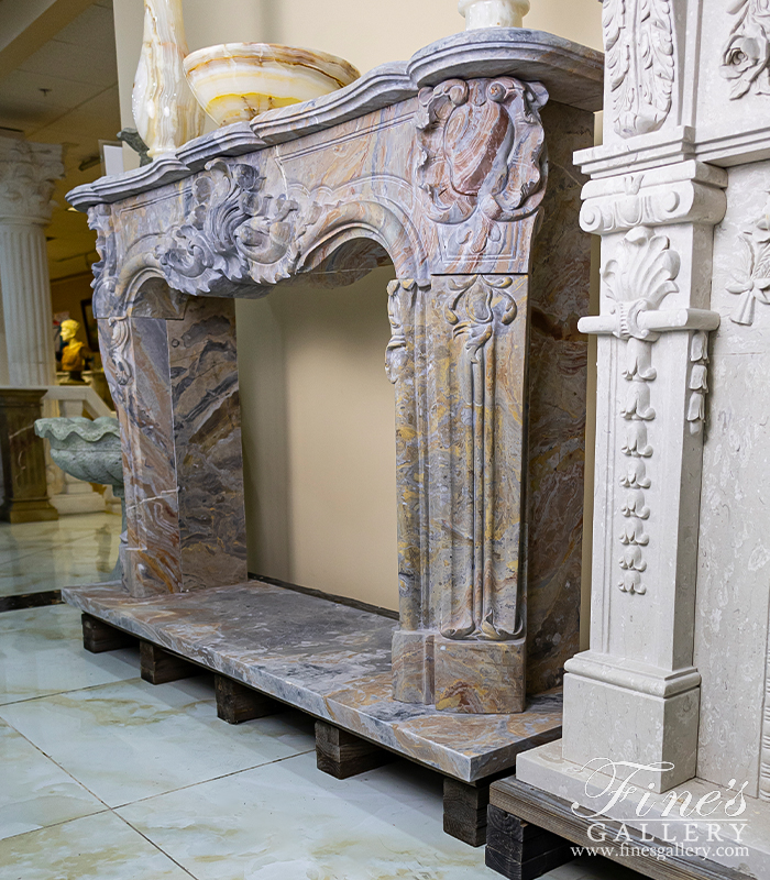 Marble Fireplaces  - Exotic Arabascato Orobico Italian Marble Louis XIV Mantel - MFP-2228