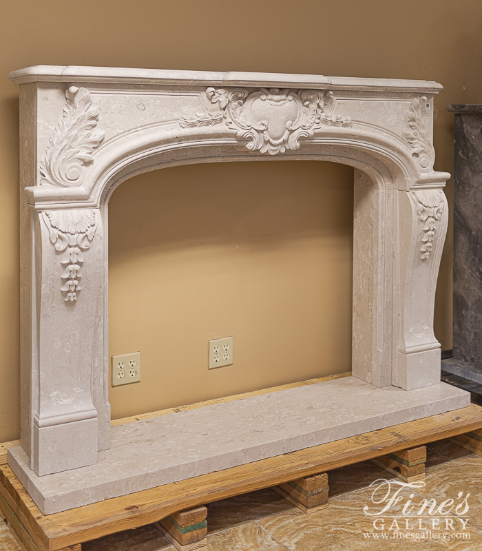 Marble Fireplaces  - Italian Quarried Perlato Royal Marble Fireplace Mantel - MFP-2239