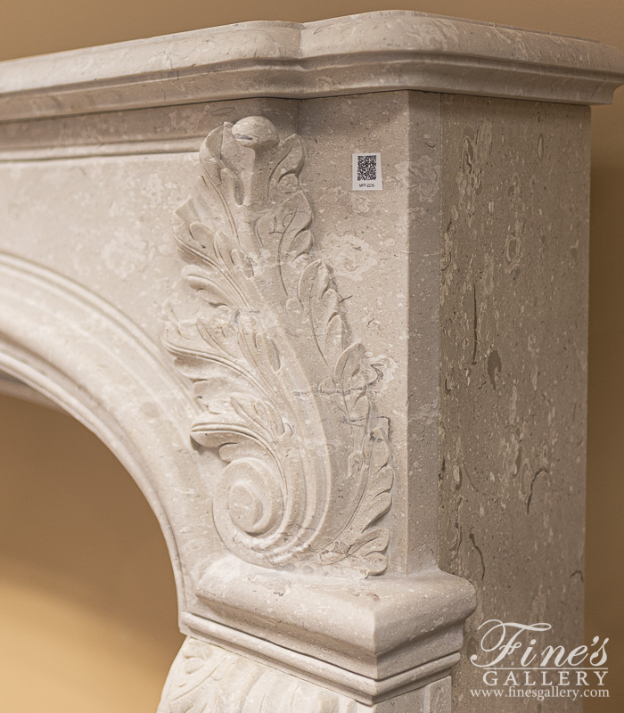 Marble Fireplaces  - Italian Quarried Perlato Royal Marble Fireplace Mantel - MFP-2239