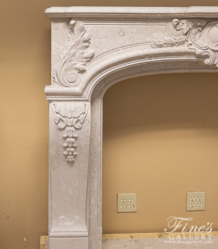 Marble Fireplaces  - Italian Quarried Perlato Royal Marble Fireplace Mantel - MFP-2239