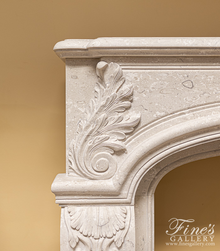 Marble Fireplaces  - Italian Quarried Perlato Royal Marble Fireplace Mantel - MFP-2239