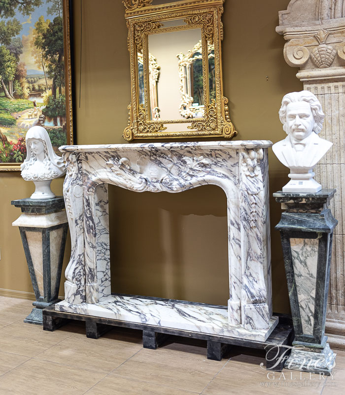 Marble Fireplaces  - Rare French Style Breccia Viola Marble Fireplace Mantel - MFP-2244