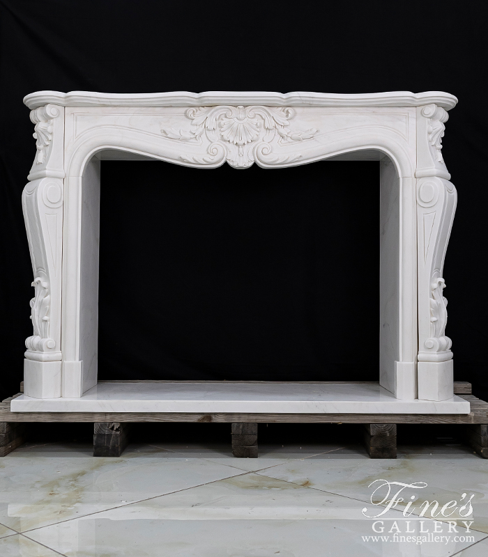 Marble Fireplaces  - Stunning French Marble Mantel In Statuary White Marble French Louis XV Style - MFP-2251