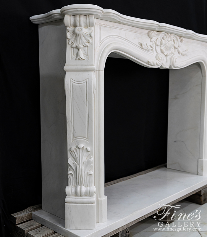 Marble Fireplaces  - Stunning French Marble Mantel In Statuary White Marble French Louis XV Style - MFP-2251