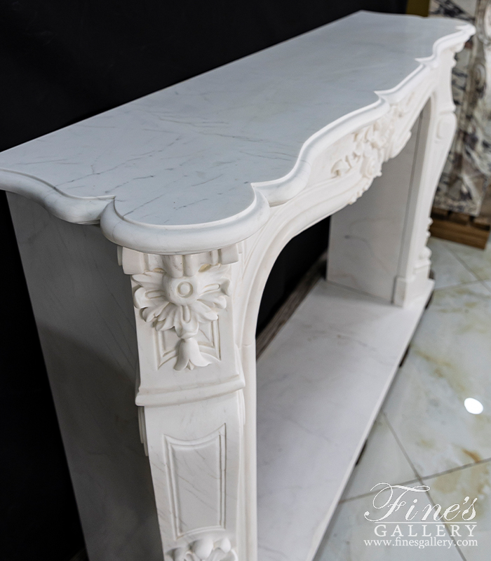 Marble Fireplaces  - Stunning French Marble Mantel In Statuary White Marble French Louis XV Style - MFP-2251