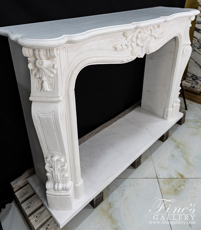 Marble Fireplaces  - Stunning French Marble Mantel In Statuary White Marble French Louis XV Style - MFP-2251