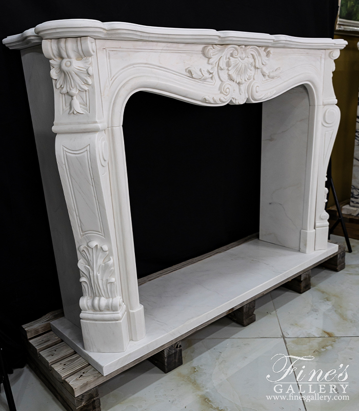 Marble Fireplaces  - Stunning French Marble Mantel In Statuary White Marble French Louis XV Style - MFP-2251