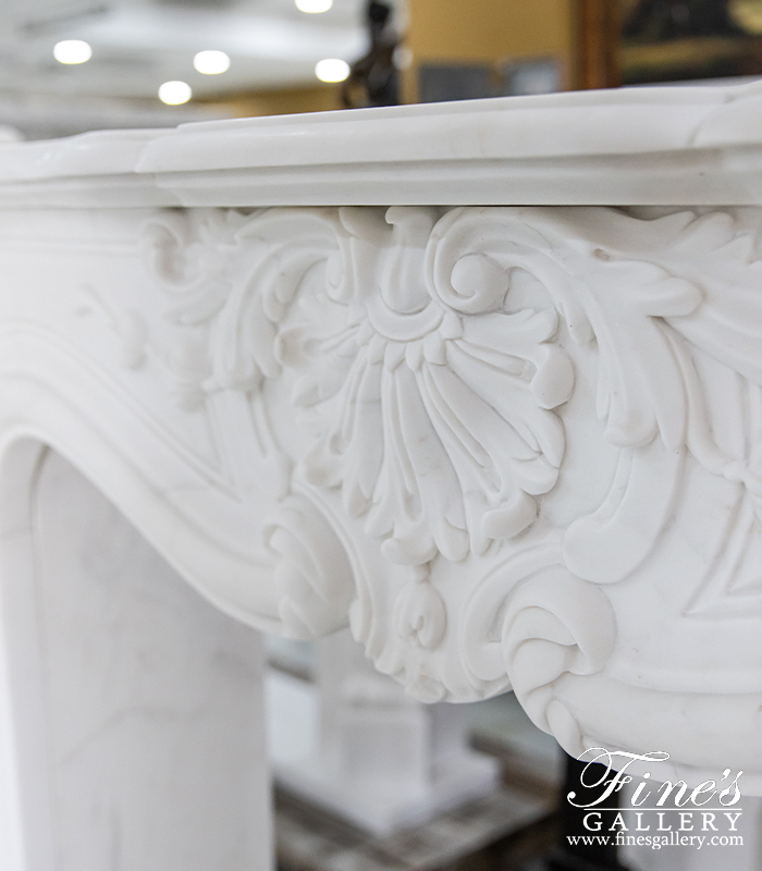 Marble Fireplaces  - 53 Inch White Louis X French Style Mantle In Statuary White - MFP-2252