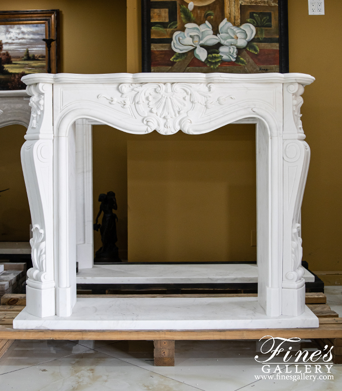 Marble Fireplaces  - 53 Inch White Louis X French Style Mantle In Statuary White - MFP-2252