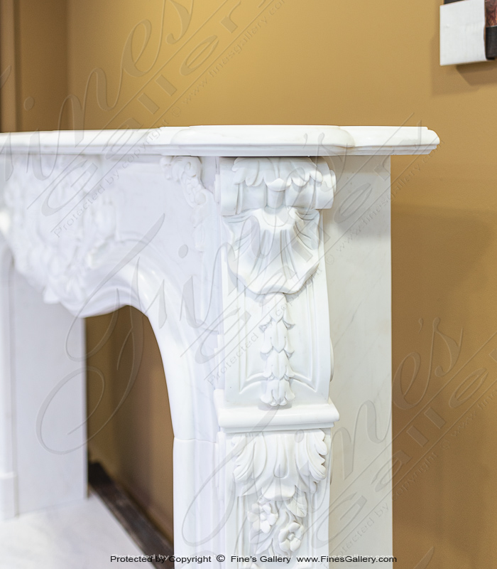 Marble Fireplaces  - Unusual And Stunning French Style Marble Fireplace - MFP-2254