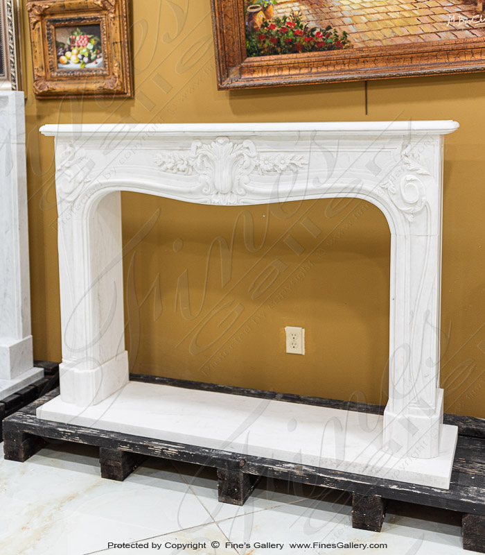 Marble Fireplaces  - Louis XV French Mantel In Statuary White - MFP-2255