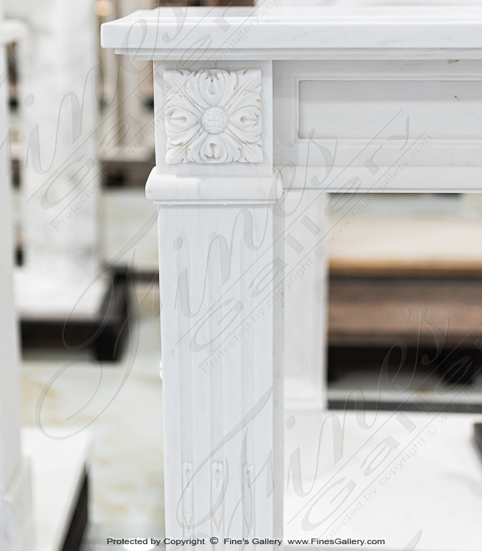Marble Fireplaces  - Regal Regency Mantel In Light White Marble - MFP-2256