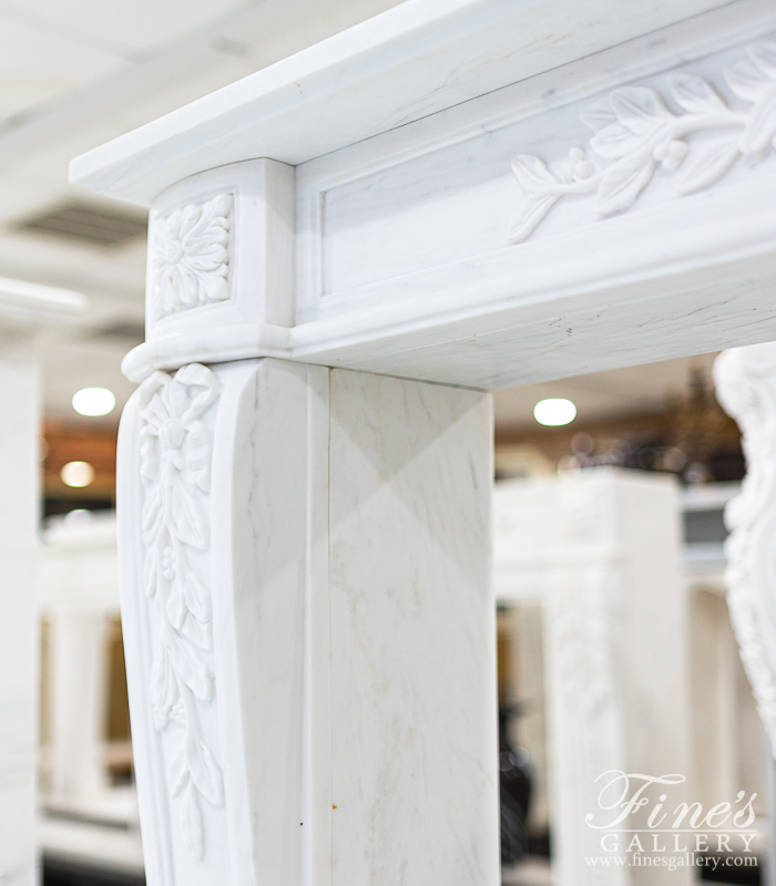 Marble Fireplaces  - Stylish Regency Mantel In Statuary White Marble - MFP-2257