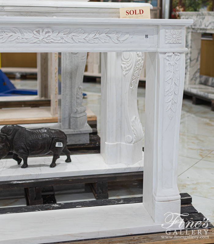 Marble Fireplaces  - Stylish Regency Mantel In Statuary White Marble - MFP-2257