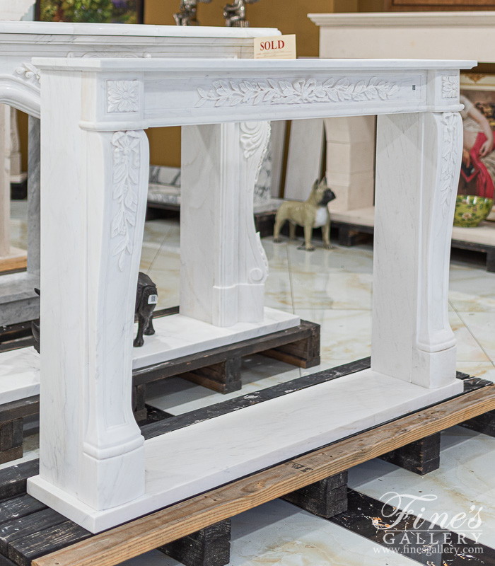 Marble Fireplaces  - Stylish Regency Mantel In Statuary White Marble - MFP-2257