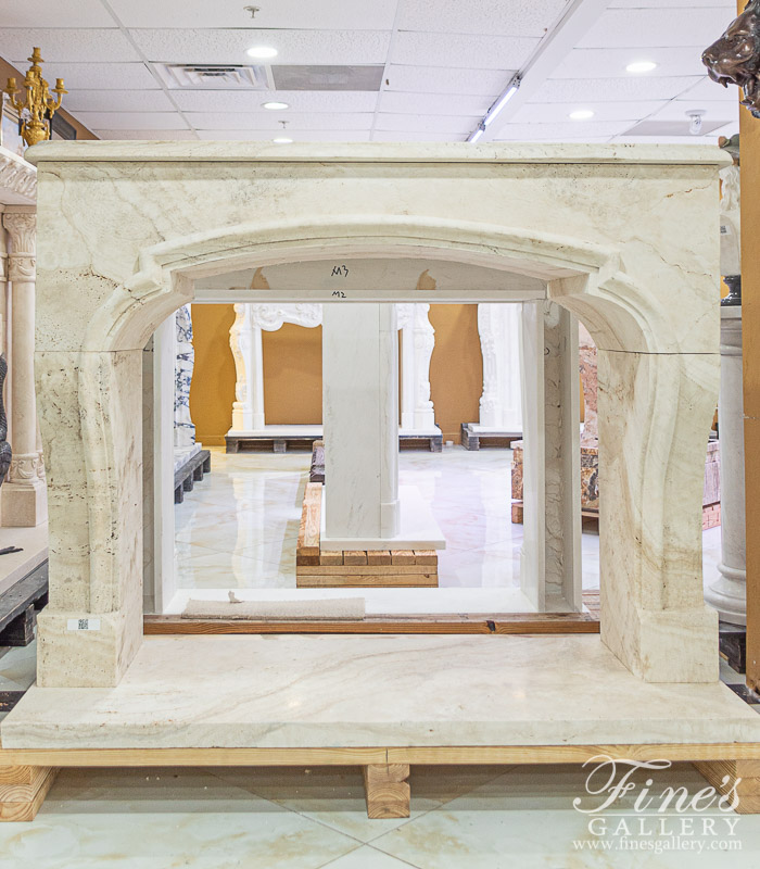 Marble Fireplaces  - Roman Ivory Travertine Fireplace Mantel - MFP-2263