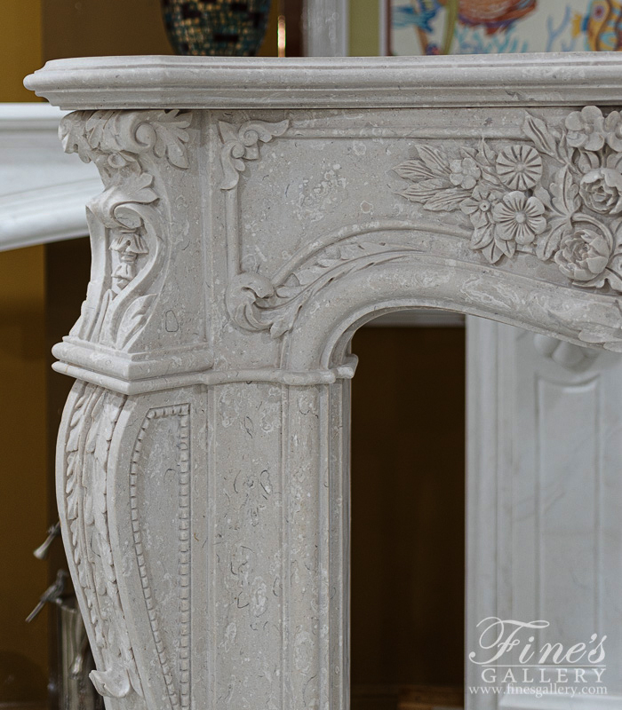 Marble Fireplaces  - Very Rare Louis XV Italian Perlato Marble Fireplace Mantel - MFP-2272