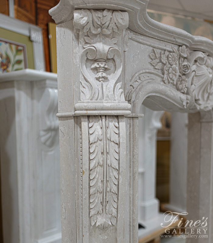 Marble Fireplaces  - Very Rare Louis XV Italian Perlato Marble Fireplace Mantel - MFP-2272