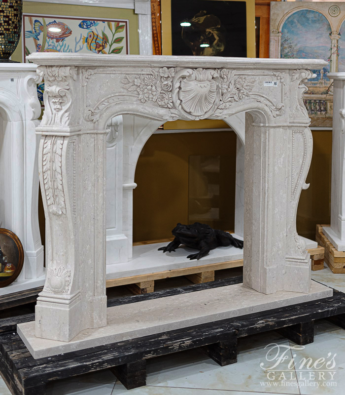 Marble Fireplaces  - Very Rare Louis XV Italian Perlato Marble Fireplace Mantel - MFP-2272