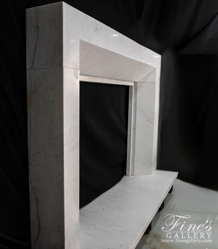 Marble Fireplaces  - Modern Fireplace In Solid Statuary Marble - MFP-2276